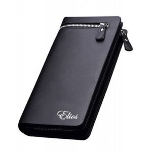 Elios Long Black PU Leather Wallet
