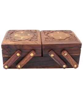Jewellery Box for Women Wooden Flip Flap Flower Carved Design Handmade Gift,